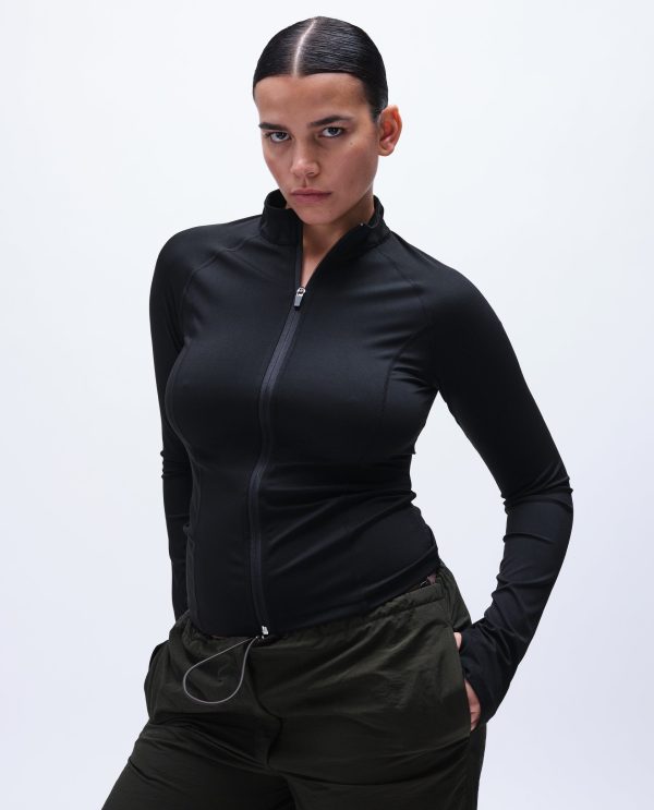 Ultimate Long Sleeve Zip Up Top - Black - Image 5