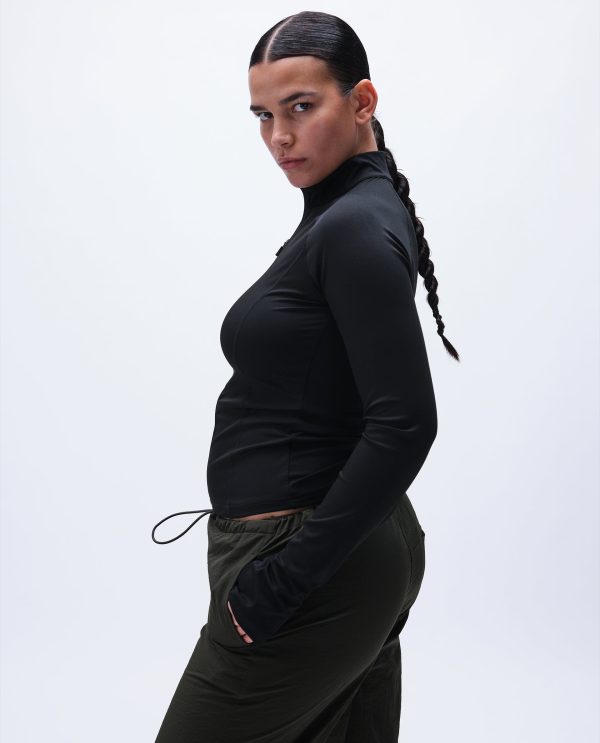 Ultimate Long Sleeve Zip Up Top - Black - Image 7