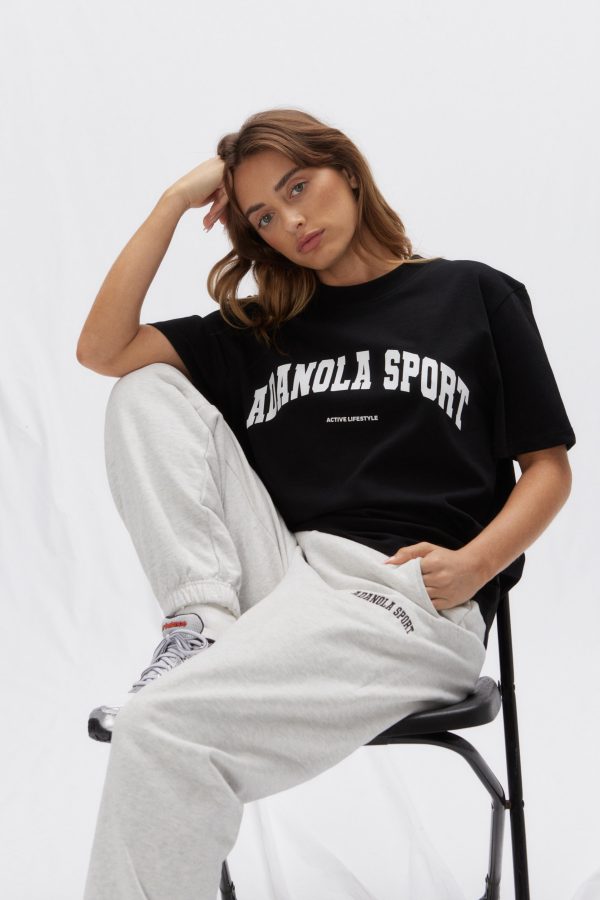 Adanola Sport Short Sleeve Oversized T-Shirt - Black - Image 4