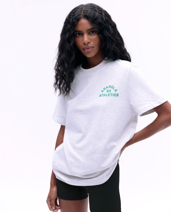 Campus Short Sleeve Oversized T-shirt - Light Grey Melange/Jade Green - Image 4