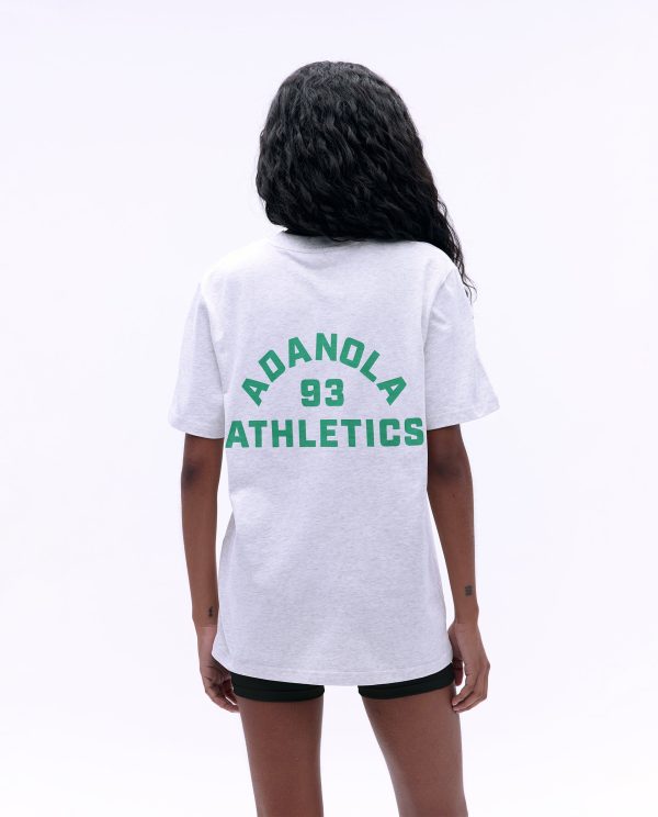 Campus Short Sleeve Oversized T-shirt - Light Grey Melange/Jade Green - Image 2