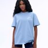 Campus Short Sleeve Oversized T-shirt - Powder Blue/Marshmallow White