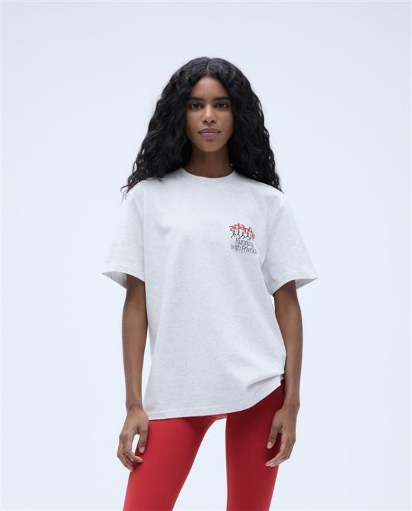 Runners Short Sleeve Oversized T-shirt - Light Grey Melange/Classic Red - Image 2