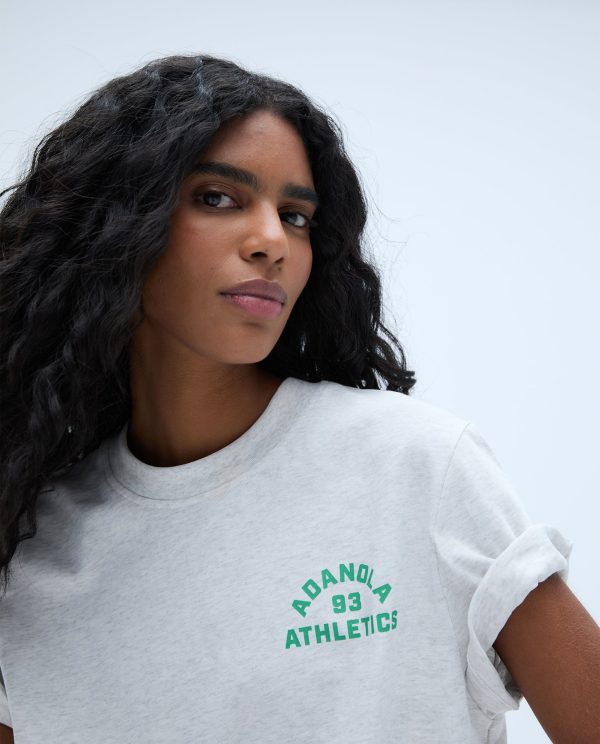 Campus Short Sleeve Oversized T-shirt - Light Grey Melange/Jade Green - Image 3