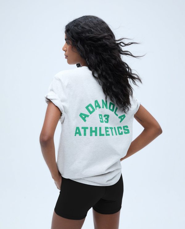 Campus Short Sleeve Oversized T-shirt - Light Grey Melange/Jade Green - Image 5