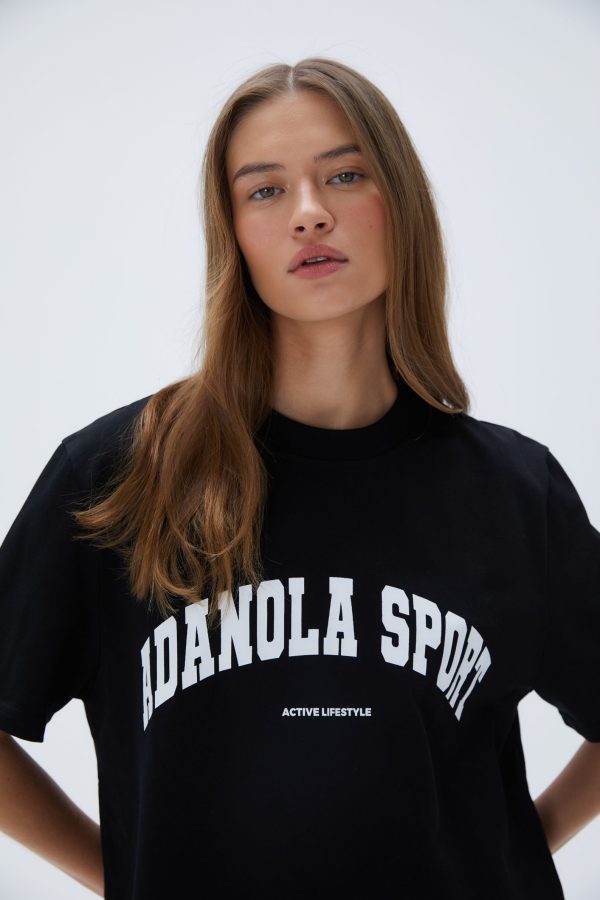 Adanola Sport Short Sleeve Oversized T-Shirt - Black - Image 2