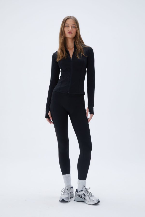 Ultimate Long Sleeve Zip Up Top - Black - Image 2