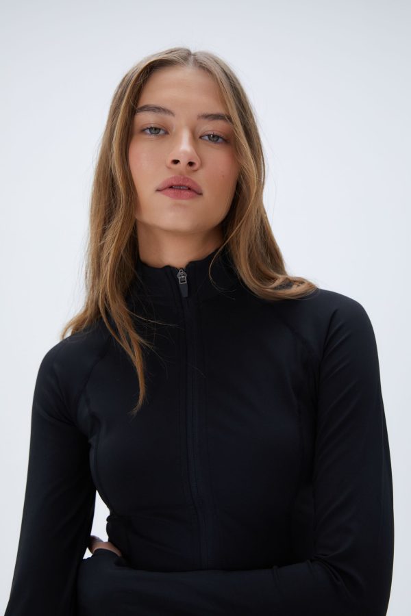 Ultimate Long Sleeve Zip Up Top - Black - Image 4