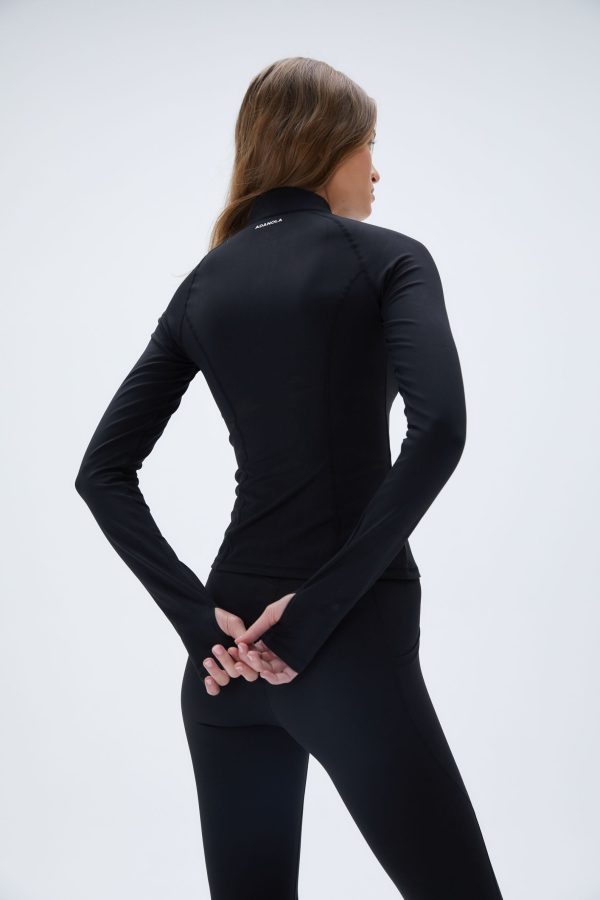 Ultimate Long Sleeve Zip Up Top - Black - Image 3