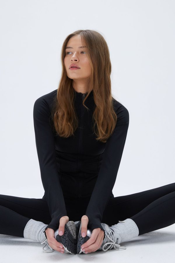 Ultimate Long Sleeve Zip Up Top - Black - Image 8